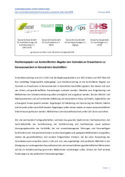 Gemeinsames Positionspapier zur Cannabisregulierung